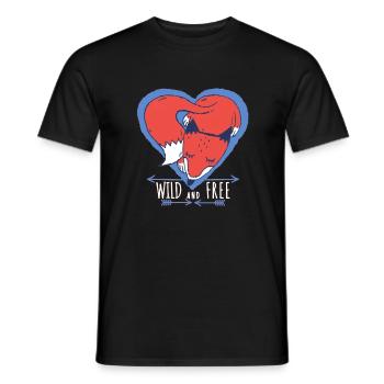 Fox Animals Forest Animal Heart Animal Protection Nature Conservation - Men's T-Shirt - black - Front - AI Model Male 178 light (178cm)