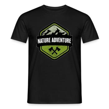 Mountains hiking forest nature - Men's T-Shirt - black - Front - AI Model Male 178 light (178cm)
