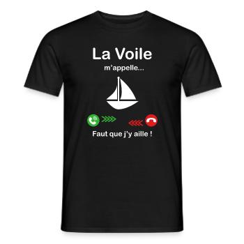 La Voile m'appelle faut que j'y aille ! - T-shirt homme - noir - Devant - AI Model Male 178 light (178cm)