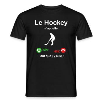 Le Hockey m'appelle faut que j'y aille ! - T-shirt homme - noir - Devant - AI Model Male 178 light (178cm)