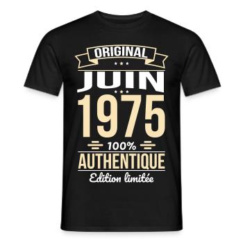 50. Jahrestag - Original - Juni 1975 - Männer T-Shirt - Schwarz - Vorne - AI Model Male 178 light (178cm)