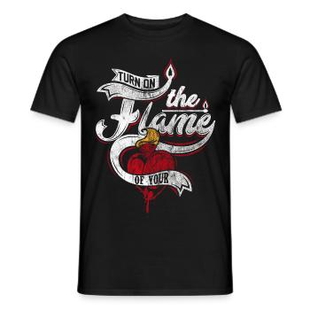 CŒUR DE FEU - Cadeau romantique - T-shirt homme - noir - Devant - AI Model Male 178 light (178cm)