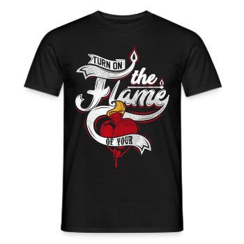 COEUR FEU - Cadeau romantique - T-shirt homme - noir - Devant - AI Model Male 178 light (178cm)