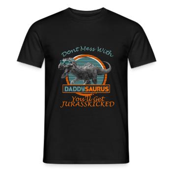 Daddysaurus T-Shirt papa dinosaure - T-shirt homme - noir - Devant - AI Model Male 178 light (178cm)