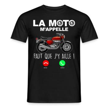 Passion moto cadeau drôle pour motard - T-shirt homme - noir - Devant - AI Model Male 178 light (178cm)