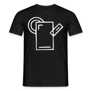 Plant drawing nature sketch white - Men's T-Shirt - black - Front - AI Model Male 178 light (178cm)