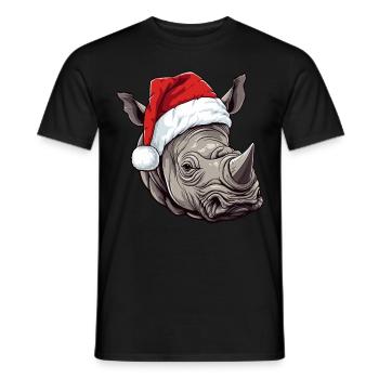 Rhinoceros Head Christmas Christmas - Men's T-Shirt - black - Front - AI Model Male 178 light (178cm)