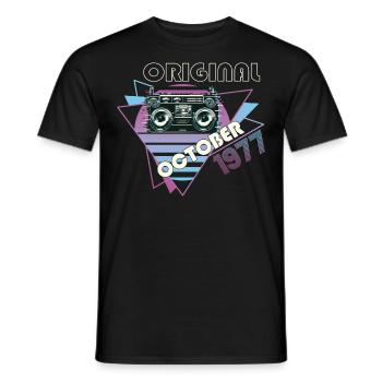 Millésime 1977 45e anniversaire Cadeau Cassette Rétro - T-shirt homme - noir - Devant - AI Model Male 178 light (178cm)