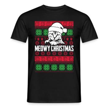 Meowy Christmas - Männer T-Shirt - Schwarz - Vorne - AI Model Male 178 light (178cm)