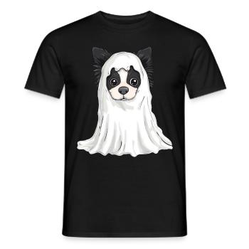 Border Collie Hund Halloween Comic Geist - Männer T-Shirt - Schwarz - Vorne - AI Model Male 178 light (178cm)