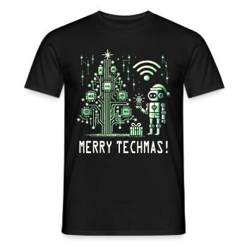 Fröhliche Techmas - Roboter und Schaltkreis-Weihna - Männer T-Shirt - Schwarz - Vorne - AI Model Male 178 light (178cm)