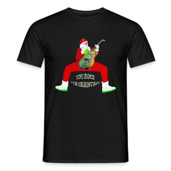 père Noël guitariste you rock for christmas - T-shirt homme - noir - Devant - AI Model Male 178 light (178cm)
