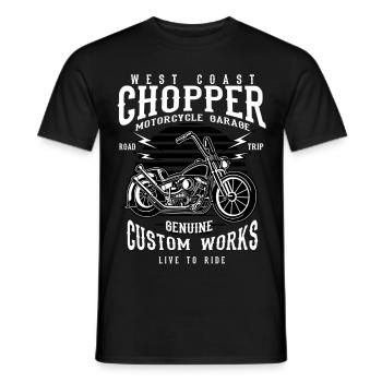COTE OUEST CHOPPER - shirt design moto Chopper - T-shirt homme - noir - Devant - AI Model Male 178 light (178cm)