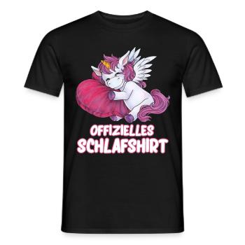 Schlafshirt Einhorn mit Herzkissen Geschenk - Männer T-Shirt - Schwarz - Vorne - AI Model Male 178 light (178cm)