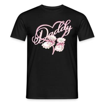 Papa avec fille coeur bébé chaussures rose - T-shirt homme - noir - Devant - AI Model Male 178 light (178cm)