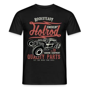 ROCKSTEADY HOTROD - Vintage Hotrod Geschenk Shirt - Männer T-Shirt - Schwarz - Vorne - AI Model Male 178 light (178cm)