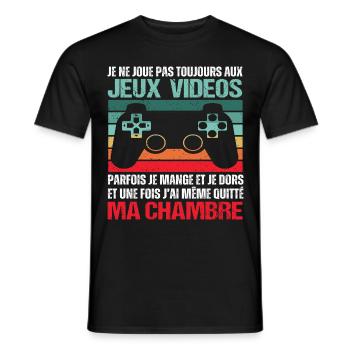 Je ne joue pas toujours aux jeu vidéo humour gamer - T-shirt homme - noir - Devant - AI Model Male 178 light (178cm)