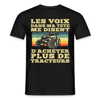Les voix dans ma tête humour tracteur cadeau - T-shirt homme - noir - Devant - AI Model Male 178 light (178cm)