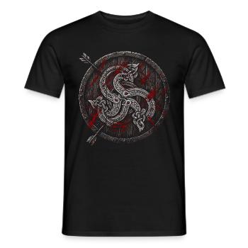 Wikinger Schild der Drachen – Triskelion - Männer T-Shirt - Schwarz - Vorne - AI Model Male 178 light (178cm)
