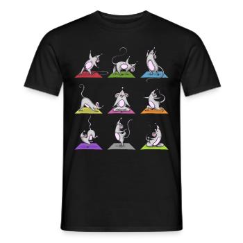 Yoga souris Poses Méditation Détente - T-shirt homme - noir - Devant - AI Model Male 178 light (178cm)