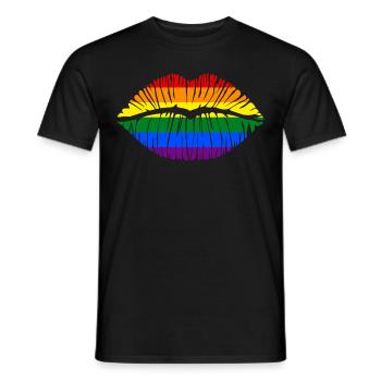 Kussmund LGBTQ+ couleurs arc-en-ciel drapeau PRIDE - T-shirt homme - noir - Devant - AI Model Male 178 light (178cm)