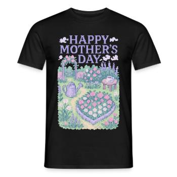 Bonne fête des mères – Jardin de pixels fleuri pour maman - T-shirt homme - noir - Devant - AI Model Male 178 light (178cm)