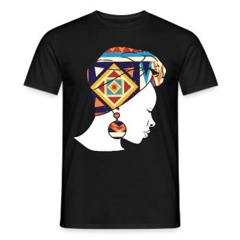 African Woman Kente Art - Men's T-Shirt - black - Front - AI Model Male 178 light (178cm)