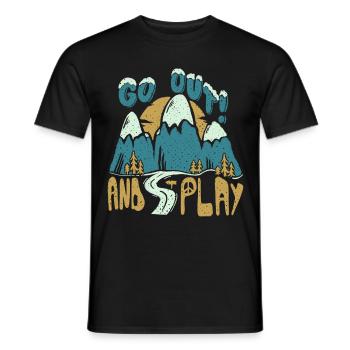 Sortez et jouez lettrage à la main des montagnes avec la nature - T-shirt homme - noir - Devant - AI Model Male 178 light (178cm)