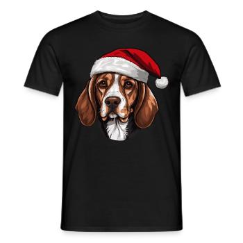 Beagle Dog Head Christmas Christmas - Men's T-Shirt - black - Front - AI Model Male 178 light (178cm)