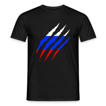 Drapeau de la Russie fan football Coupe du monde - T-shirt homme - noir - Devant - AI Model Male 178 light (178cm)
