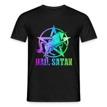 Hail Satan - Unicorn Pentacle Metal funny - Men's T-Shirt - black - Front - AI Model Male 178 light (178cm)