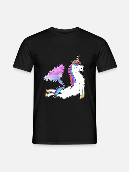 Einhorn Unicorn Pups Furz - Männer T-Shirt - Schwarz