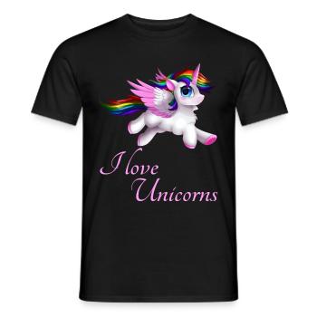 I love Unicorns - Männer T-Shirt - Schwarz - Vorne - AI Model Male 178 light (178cm)