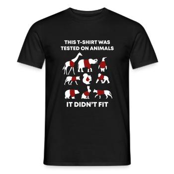 This TShirt Was Tested On Animals and It Didn't - Men's T-Shirt - black - Front - AI Model Male 178 light (178cm)