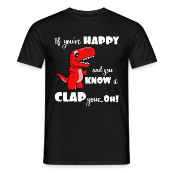 Happy Clap Your Short Arms Dinosaur - Men's T-Shirt - black - Front - AI Model Male 178 light (178cm)