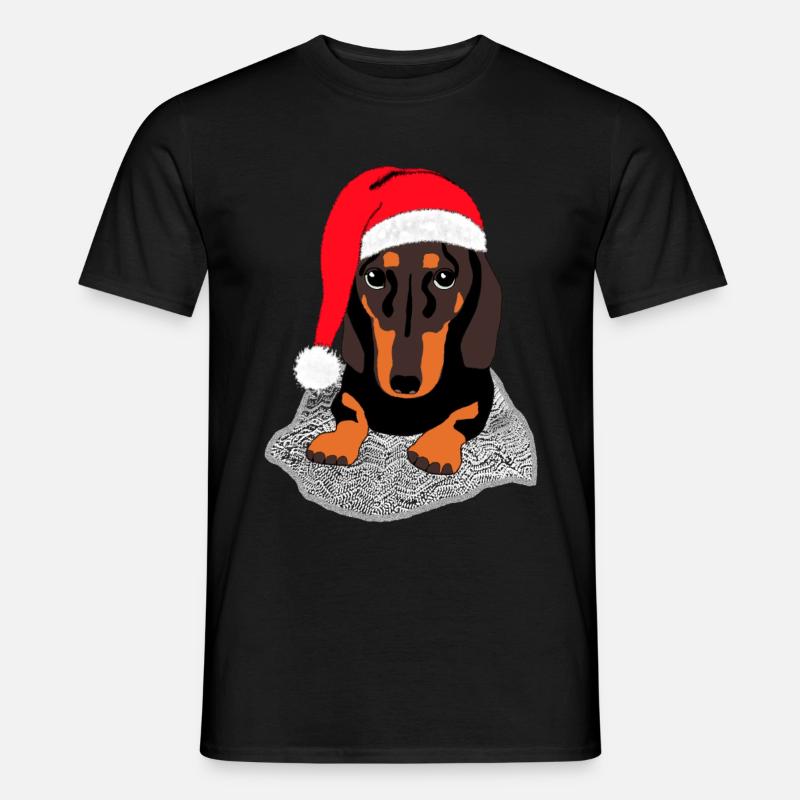 Weihnachts Dackel - Männer T-Shirt - Schwarz