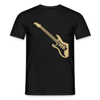 E-Gitarre Musik Gitarre im Anschlag Linkshaender - Männer T-Shirt - Schwarz - Vorne - AI Model Male 178 light (178cm)
