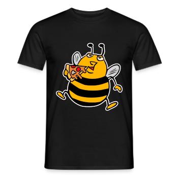 Big fat bee pizza - Men's T-Shirt - black - Front - AI Model Male 178 light (178cm)