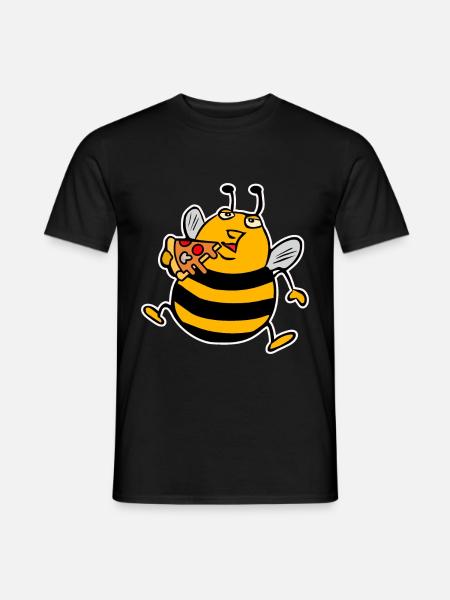 Big fat bee pizza - Men's T-Shirt - black