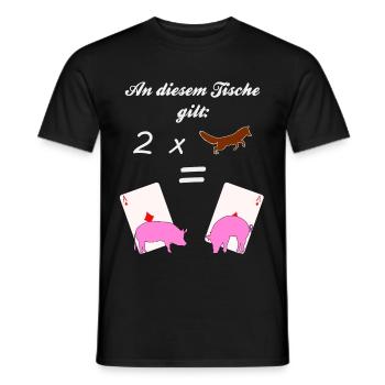 Doppelkopf Tradition Schweinchen Regel 2 Füchse - Männer T-Shirt - Schwarz - Vorne - AI Model Male 178 light (178cm)