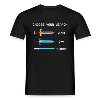 choose your weapon programming languages computer science - Men's T-Shirt - black - Front - AI Model Male 178 light (178cm)