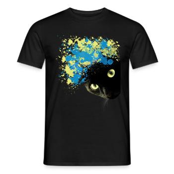 Black Cat Water Color - Männer T-Shirt - Schwarz - Vorne - AI Model Male 178 light (178cm)
