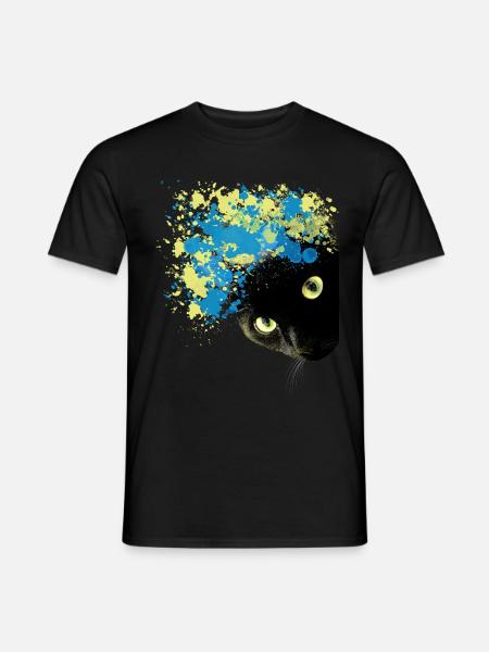 Black Cat Water Color - Männer T-Shirt - Schwarz