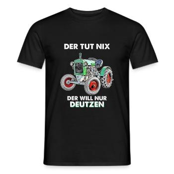 Deutzen Traktor T-shirt - Männer T-Shirt - Schwarz - Vorne - AI Model Male 178 light (178cm)