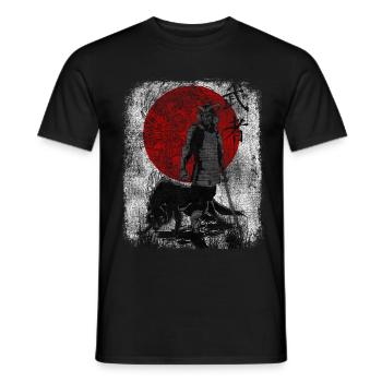 japanischer Samurai Wolf Art Krieger Bushido Martial - Männer T-Shirt - Schwarz - Vorne - AI Model Male 178 light (178cm)