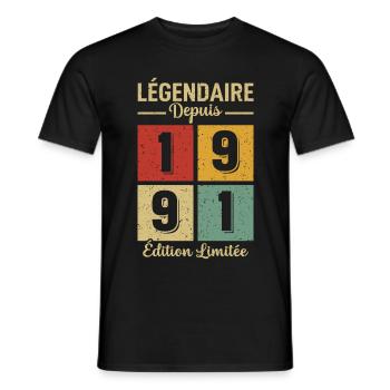 Légendaire Depuis 1991 - T-shirt homme - noir - Devant - AI Model Male 178 light (178cm)