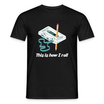 This I How I Roll Cassette Music Retro Audio 80s - Men's T-Shirt - black - Front - AI Model Male 178 light (178cm)