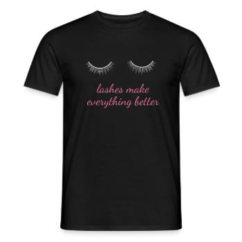 Lashes Make Everything Better Make Up Kosmetiker - Männer T-Shirt - Schwarz - Vorne - AI Model Male 178 light (178cm)