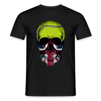 Tennis Skull British Flag Gift for Tennis Fans - T-shirt homme - noir - Devant - AI Model Male 178 light (178cm)