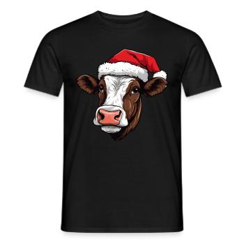 Tête d’animal de Noël de vache - T-shirt homme - noir - Devant - AI Model Male 178 light (178cm)